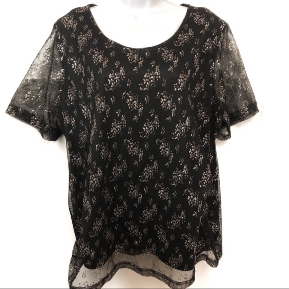 Kathie Lee Semi Sheer Sparkle Dress Blouse Size 14